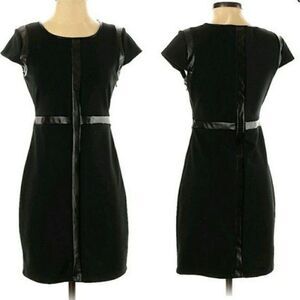 Romeo & Juliet Couture Matrix‎ Sheath Dress Faux Leather Details Black Sz XS